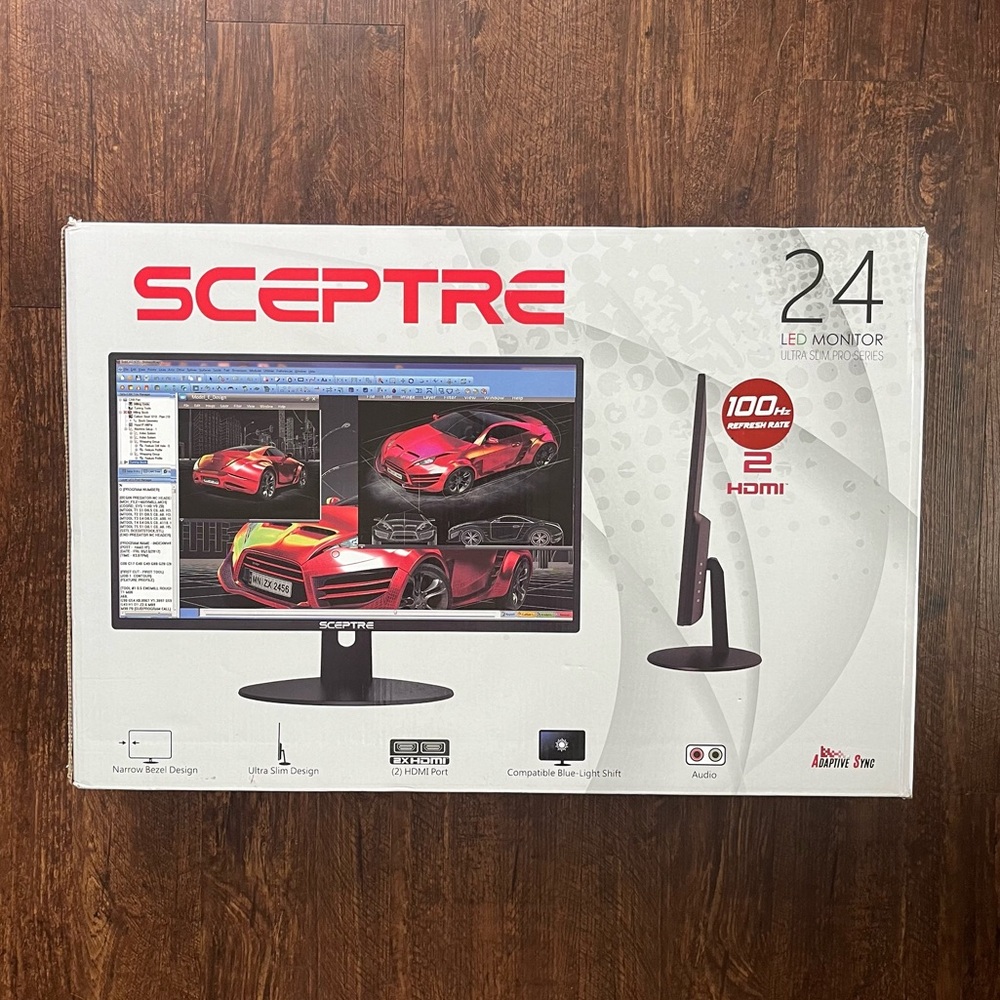 New! 24”  Black LED Monitor with 100Hz Refresh Rate, HDMI,VGA,Audio IN/OUT Ports